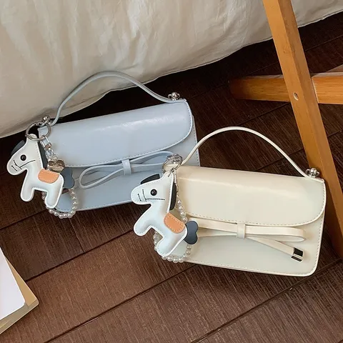 Elegante Bolso Bandolera de Cuero PU Con Lazo Bolso de Mano Pequeño Cuadrado Chic Dulce Bolso de Hombro Versátil Con Asa Para Mujeres