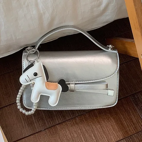 Elegante Bolso Bandolera de Cuero PU Con Lazo Bolso de Mano Pequeño Cuadrado Chic Dulce Bolso de Hombro Versátil Con Asa Para Mujeres