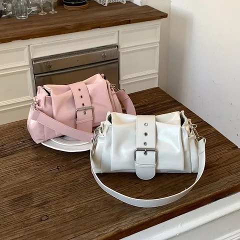 Damen Minimalistisch PU Leder Unterarmtasche Elegante Einfarbige Schultertasche Klassische Schnalle Riemen Umhängetasche Eckige Tasche Für Elegantes Tägliches Outfit