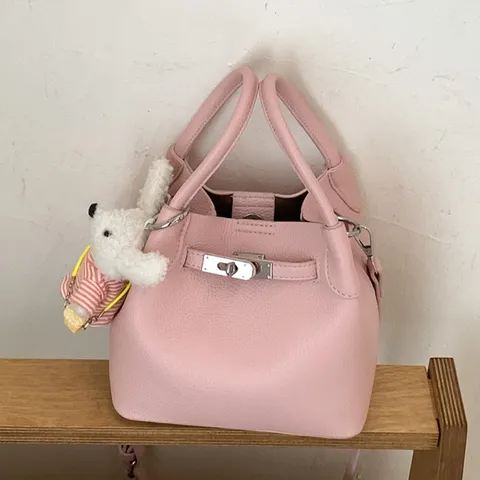 Bolso Bombonera Casual de Cuero PU con Patrón de Lichi Bolso de Mano de Color Sólido Urbano Minimalista para Mujer