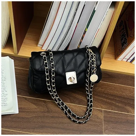 Borsa a Tracolla Trapuntata Classica Con Catena da Donna Borsa a Spalla in Pelle PU Moda Piccola Pochette Quadrata