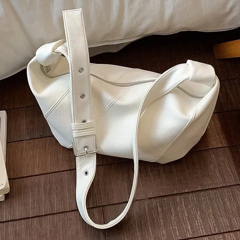 Damen Mode PU Leder Dumpling Tasche Vielseitige Achsel Schultertasche Umhängetasche Mit Süßem Bärenanhänger Handtasche