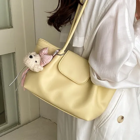 Mode Große Kapazität PU Leder Tote Tasche für Frauen Casual Pendler Schulter Achsel Tasche Einfarbig Plissee Design Handtasche