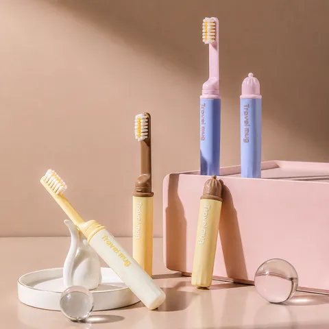 Portable Travel Folding Toothbrush Soft Bristles Compact Mini Toothbrush Storage Case for Adults Kids Couple