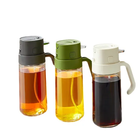 Botella Pulverizador de Aceite de Vidrio de Cocina Apertura Cierre Automático Doble Uso Dispensador de Aceite para Cocina Ensalada BBQ