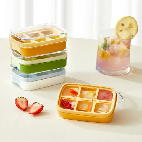 Bandeja para Hielo Mini de Silicona Con Tapa de Desmoldeo Apilable Herramienta de Cocina
