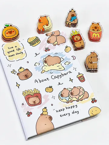 Cute Capybara A5 Hardcover Notebook Cartoon Animal Diary Thickened Eye Protection Student Writing Memo Pad