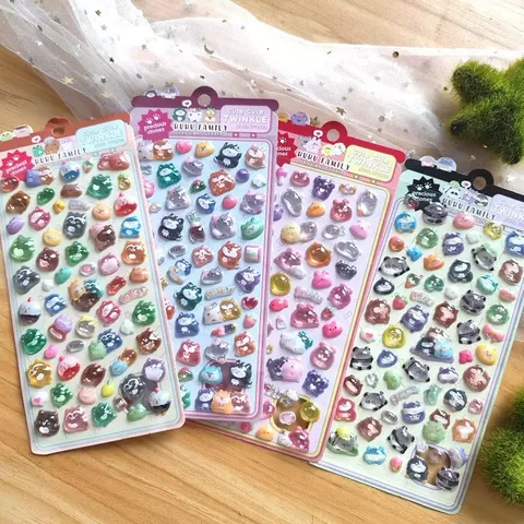 3D Puffy Relief Crystal Stickers Cute Cartoon Animals Self Adhesive Decals For Kids Puzzle Rewards Phone Decoration