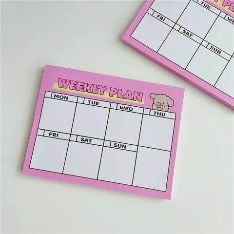 Cute Cartoon Puppy Weekly Plan Sticky Note Pad Office School Daily Planning Memo Pad Student Stationery