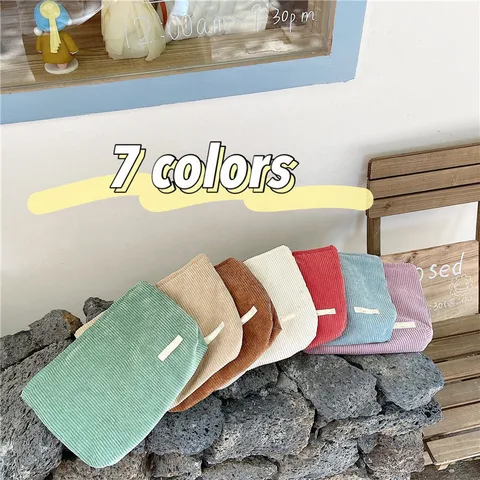 Corduroy Double Layer Cosmetic Bag Large Capacity Portable Makeup Pouch Zipper Toiletry Organizer Handbag For Women Daily Travel