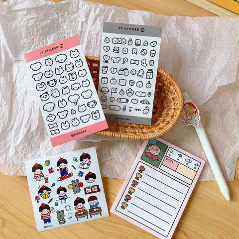 Cute Cartoon Animal Bear Stickers Aesthetic Kawaii Waterproof Decals For Student Scrapbook Diary Journal Planner Stationery DIY Craft