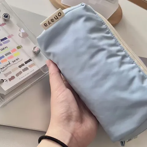 Minimalist Canvas Pencil Case Large Capacity Simple Stationery Bag Cute Makeup Pouch Office School Supplies Korean Style