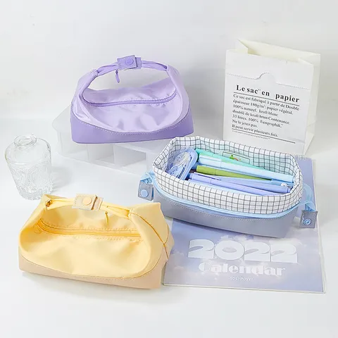 Large Capacity Canvas Pencil Case Cute Japanese Ins Style Multi Functional Storage Pouch Makeup Bag For Students Girls