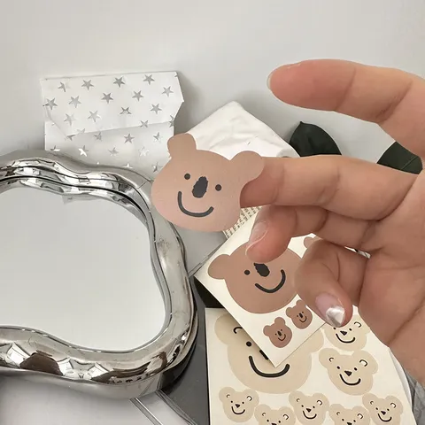 Cute Cartoon Bear Emoji Stickers Adhesive Waterproof Decal For Journaling Stationery Water Cup Daily Decoration
