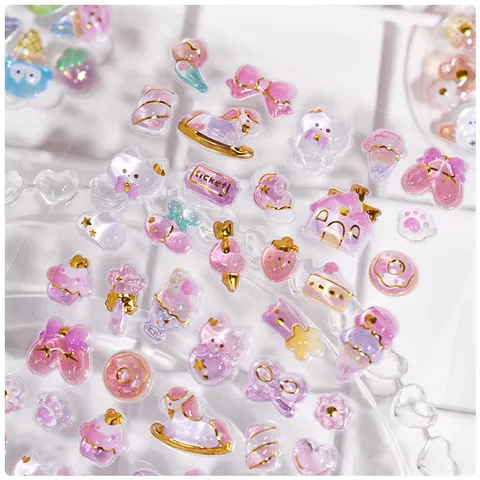 Kids DIY Cute Cartoon Stickers 3D Relief Epoxy Resin Decorative Stickers For Phone Case Water Cup Journal Scrapbook
