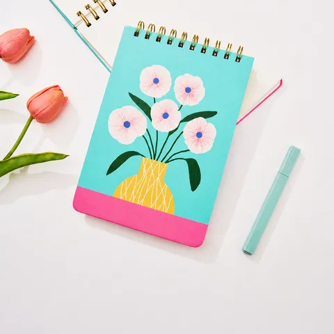 Kreatives Spiralnotizbuch Süßes Blumen Cover Kraftpapier Tagebuch Tägliches Schreiben Notizblock Für Schule Büro