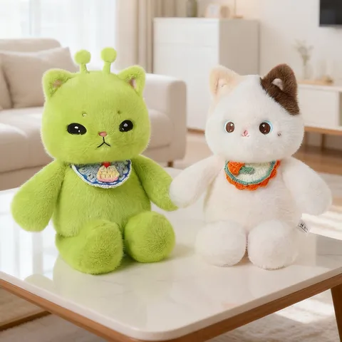 Cute Calico Black Cat Alien Cat Plush Toy Stuffed Animal Soft Companion Pillow For Kids Birthday Gift