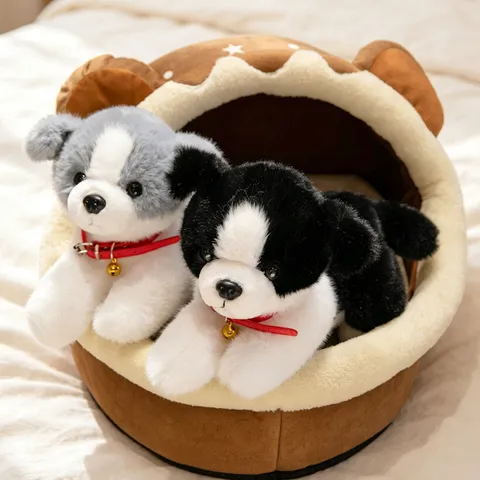 Simulation Shiba Inu Border Collie Plush Toy Cute Puppy Stuffed Animal Doll Children Soft Accompanying Sleeping Pillow