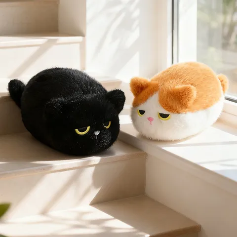 Cute Cat Plush Toy Stuffed Animal Doll Soft Fluffy Kitty Kitten Pillow Bag Pendant Stress Relief Toy Gift