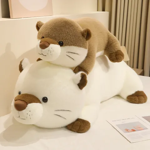 Cute Giant Otter Plush Toy Stuffed Animal Pillow Soft Kawaii Lying Otter Doll Cushion Birthday Gift For Girls