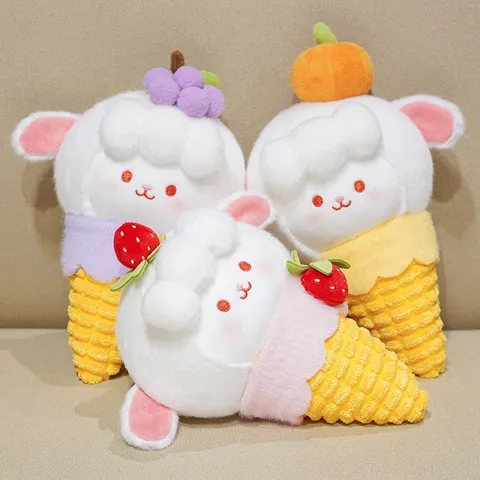 Mignon Dessin Animé Crème Glacée Mouton Peluche Jouet Fruit Cône Animal en Peluche Douce Fibre de Polyester Poupée Cadeau Enfant