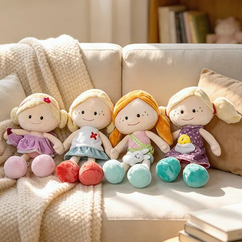 Cute Plush Little Girl Stuffed Doll Soft PP Cotton Companion Toy Cute Cartoon Princess Rag Doll Kids Gift