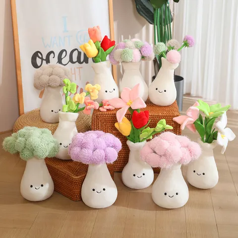 Bambola di Peluche di Ortensia in Vaso di Fiori di Simulazione Creativa Bouquet di Tulipani Vaso Decorazione per la Casa
