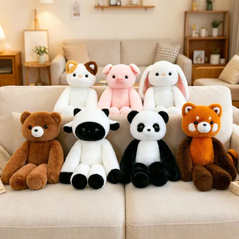 Lazy Style Small Animal Plush Pillow Cute Rabbit Cat Panda Pig Sheep Bear Stuffed Toy Soft Companion Doll Kids Birthday Gift