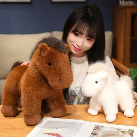 Simulation Pferd Plüschtier Süße Kuscheltier Puppe Weiche Flauschige Pony Spielzeug Für Kinder Geburtstag Geschenk Heimdekoration
