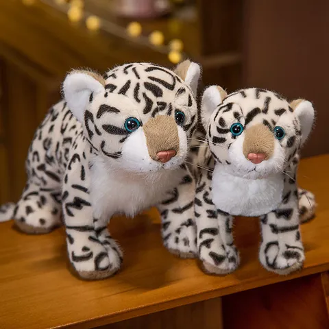 Lindo Simulación Leopardo de las Nieves Peluche Dibujos Animados Muñeca Animal Relleno Niños Juguete Reconfortante Almohada Suave Regalo