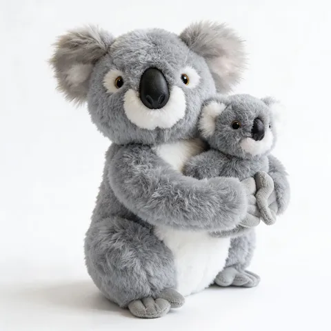Simuliert Mutter und Baby Koala Plüschtier Weiche Gestopfte Tierpuppe Süßes Koala Umarmende Blätter Kissen Geschenk für Kinder