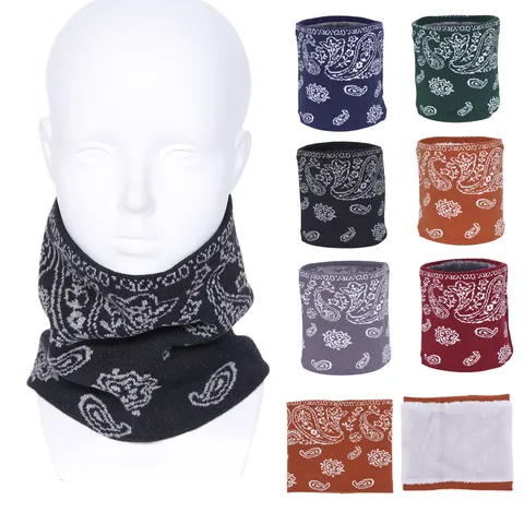 Winter Thermisch Gebreide Nekwarmer Paisley Patroon Fleece Gefoeringd Winddichte Sjaal Voor Unisex Buiten