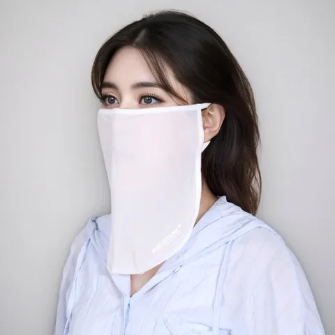 Dames Zomer IJszijde Zonbescherming Masker Ademend Lichtgewicht Buiten Stofdicht Oorhangende Gezichtsbedekking Sluier