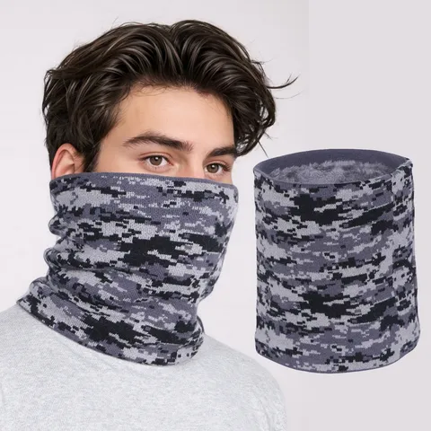 Winter Verdikte Thermische Camouflage Nekwarmer Mannen Vrouwen Winddicht Koud Weer Fleece gevoerd Gebreide Nekverwarmer Sjaal