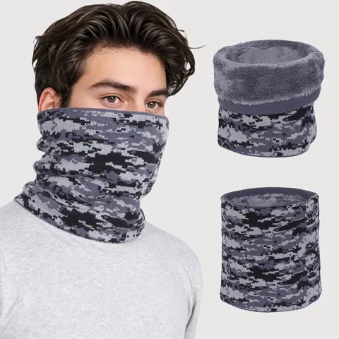 Winter Verdikte Thermische Camouflage Nekwarmer Mannen Vrouwen Winddicht Koud Weer Fleece gevoerd Gebreide Nekverwarmer Sjaal