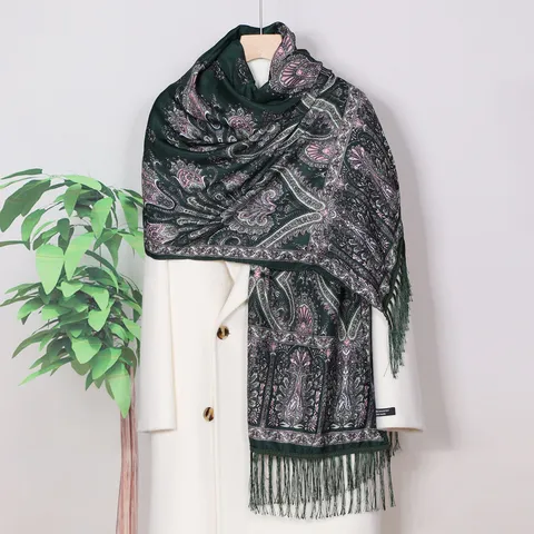 Vrouwen Boheems Paisley Bedrukt Kwast Sjaal Mode Vintage Lange Omslagdoek Zacht Lichtgewicht Polyester Nekwikkel