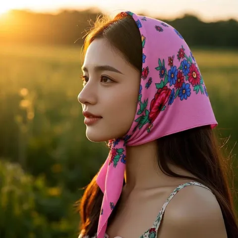 Vierkante Sjaal met Vintage Bloemenprint Dames Etnische Stijl Zonbescherming Hoofddoek Mode Hals Sjaal Bandana