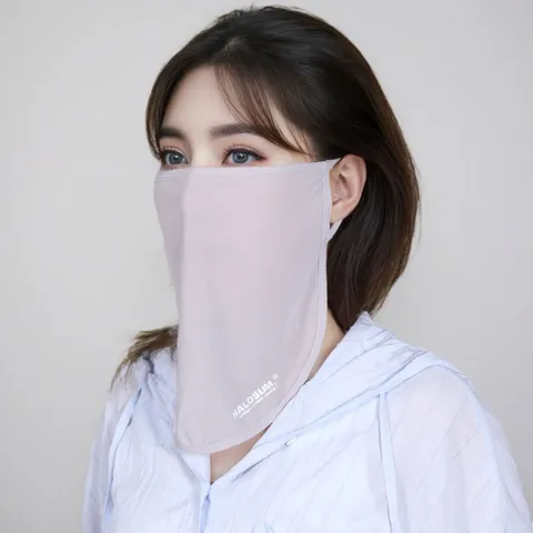 Dames Zomer IJszijde Zonbescherming Masker Ademend Lichtgewicht Buiten Stofdicht Oorhangende Gezichtsbedekking Sluier