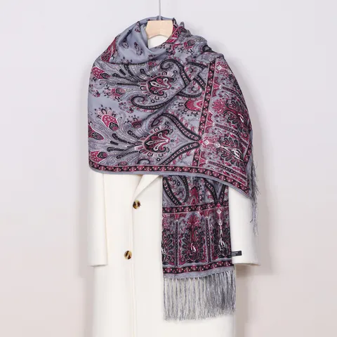 Vrouwen Boheems Paisley Bedrukt Kwast Sjaal Mode Vintage Lange Omslagdoek Zacht Lichtgewicht Polyester Nekwikkel