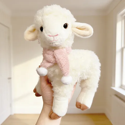 Simulation Little Sheep Plush Toy Stuffed Animal Cute Soothing Companion Doll Soft PP Cotton Pillow Kids Gift