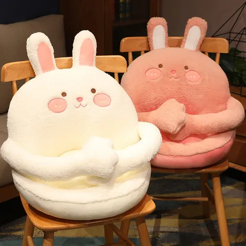 Cute Rabbit Plush Chair Cushion Thickened Warm Sofa Cushion Cartoon Animal Seat Pad For Home Office Room Decor
