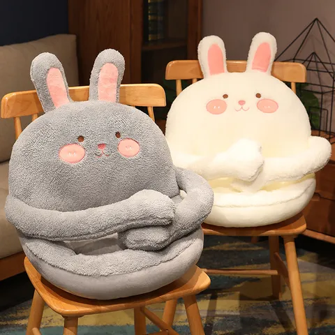 Cute Rabbit Plush Chair Cushion Thickened Warm Sofa Cushion Cartoon Animal Seat Pad For Home Office Room Decor