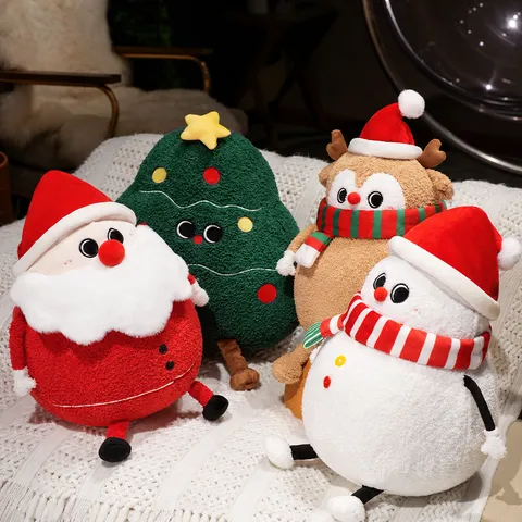 Christmas Santa Claus Snowman Elk Christmas Tree Plush Toy Cute Stuffed Animal Holiday Festival Decoration Pillow Gift
