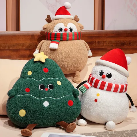 Weihnachten Weihnachtsmann Schneemann Elch Weihnachtsbaum Plüschtier Süßes Kuscheltier Feiertagsdekoration Kissen Geschenk