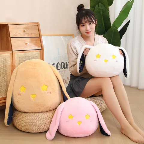 Cute Star Rabbit Plush Pillow Soft Stuffed Animal Doll Cartoon Throw Pillow Bedding Home Decor For Girls