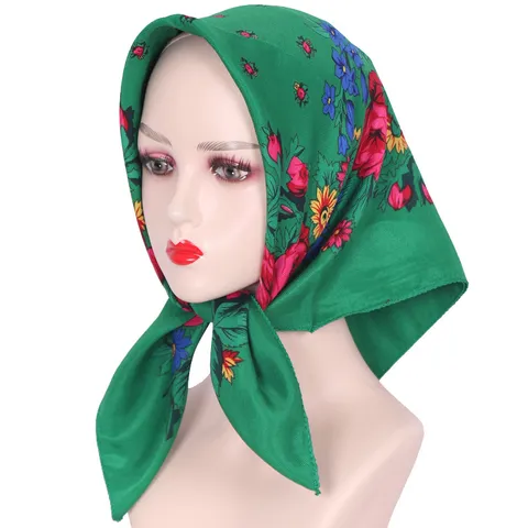 Vrouwen Vintage Etnische Bloemenprint Vierkante Sjaal Lichtgewicht Ademende Multifunctionele Hoofdwikkel Bandana Voor Dagelijks Gebruik