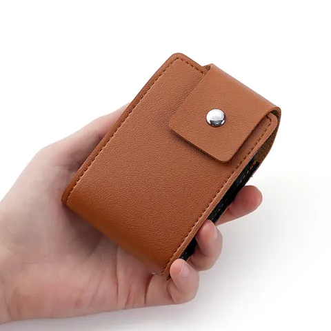 PU Leder Akkordeon Kartenetui Knopfverschluss Mini Kartenetui Mit Mehreren Fächern Tragbare Visitenkarten Kreditkarten Organizer Geldbörse Für Unisex