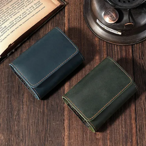Herren Echtes Leder Kartenetui Retro Akkordeon Mehrere Fächer Kartenhülle Münzbeutel Visitenkartenorganizer