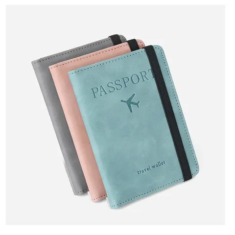 Portapasaportes Bloqueo RFID para Hombre Cartera de Viaje Multifuncional de Cuero PU Funda de Pasaporte Organizador de Tarjetas