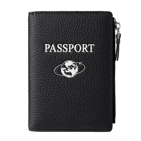 Portapasaporte de Cuero Genuino Bloqueo RFID Billetera de Viaje Tarjetero Organizador Para Hombres Y Mujeres